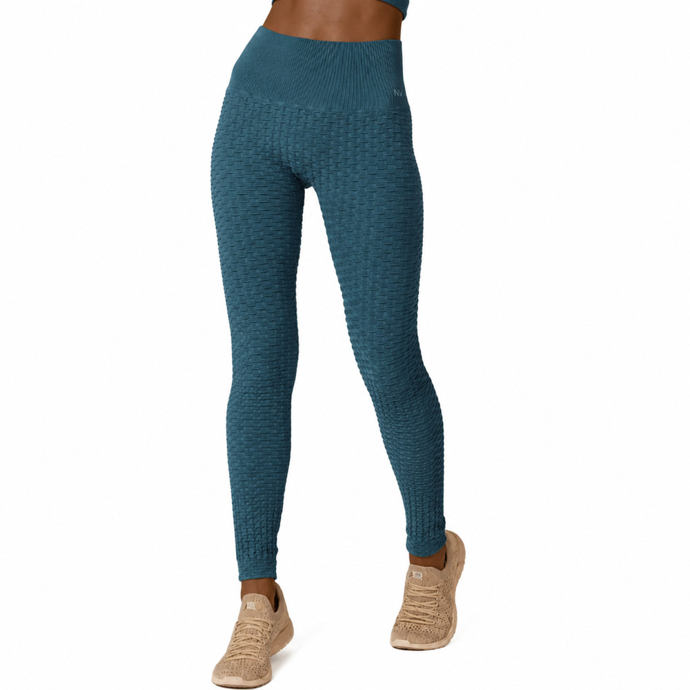 NUX Layer Up Leggings Womens Small Blue Slate Yoga Pants Pilates Gymwear NEW